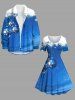 Robe trapèze grande taille à imprimé ombré de boules de Noël, flocons de neige et étoiles - Bleu Ciel XXS