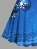 Robe trapèze grande taille à imprimé ombré de boules de Noël, flocons de neige et étoiles - Bleu Ciel XXS