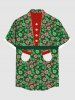 Chemise à poches imprimée de boutons et de pois pour homme, grandes tailles, motif bonbons de Noël - Vert S