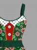 Robe débardeur à pois et boutons de Noël grande taille avec poches - Vert XS