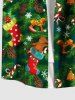 Plus Size Christmas Stocking Bell Bear Candy Snowflake Print Buttons Pocket Shirt For Men -  