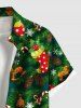 Plus Size Christmas Stocking Bell Bear Candy Snowflake Print Buttons Pocket Shirt For Men -  