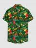 Plus Size Christmas Stocking Bell Bear Candy Snowflake Print Buttons Pocket Shirt For Men -  