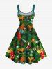 Robe débardeur grande taille imprimée chaussette de Noël, ourson, bonbons et flocons de neige - Vert XS