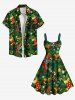 Robe débardeur grande taille imprimée chaussette de Noël, ourson, bonbons et flocons de neige - Vert 1X