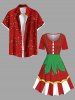 Plus Size Christmas Light Elf Candy Print Vintage Dress -  