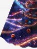 Robe grande taille à imprimé 3D galaxie pailleté et boule lumineuse de Noël - Bleu Marine M