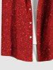 Chemise à poches pour homme, grande taille, motif pain d'épice scintillant à paillettes 3D, boutons - Rouge 4XL