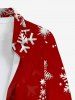 Plus Size Christmas Tree Snowflake Snowman Santa Claus Elk Print Buttons Pocket Shirt For Men -  