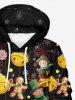 Plus Size Christmas Candy Snowflake Swnoman Bell Gingerbread Print Drawstring Pockets Hoodie For Men -  