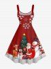 Plus Size Christmas Tree Snowman Snowflake Elk Santa Claus Print Tank Dress -  