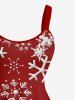 Plus Size Christmas Tree Snowman Snowflake Elk Santa Claus Print Tank Dress -  