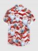 Chemise à boutons et poche imprimée Père Noël et bonbons, grande taille, pour homme - Rouge 3XL