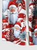 Chemise à boutons et poche imprimée Père Noël et bonbons, grande taille, pour homme - Rouge 6XL