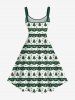Robe débardeur grande taille à imprimé sapin de Noël et flocons de neige - Vert 5X