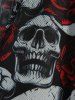 Skulls Rose Flowers Print Grommets Lace Up Ruched Ruffles Tank Dress -  