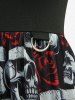 Skulls Rose Flowers Print Grommets Lace Up Ruched Ruffles Tank Dress -  