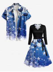 Christmas Snowflake Ball Ombre Bubble Print Plus Size Matching Outfit For Couples -  