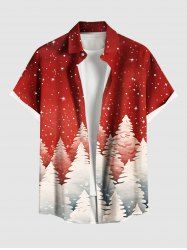Plus Size Christmas Tree Glitter Stars Print Button Pocket Shirt For Men -  
