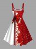 Christmas Snowflake Bowknot Print Plus Size Matching Outfit For Couples -  