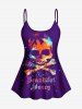 Plus Size Skull Glitter Print Boyshorts Tankini Swimsuit (Adjustable Shoulder Strap) -  