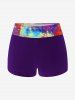 Plus Size Skull Glitter Print Boyshorts Tankini Swimsuit (Adjustable Shoulder Strap) -  