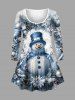 Ensemble assorti grande taille boule de Noël bonhomme de neige imprimé flocons de neige - Bleu clair 