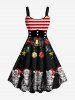 Christmas Ball Bell Star Hat Cats Print Plus Size Matching Outfit For Couples -  
