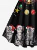 Christmas Ball Bell Star Hat Cats Print Plus Size Matching Outfit For Couples -  