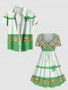Ensemble assorti grande taille pour couples, motif bonnet de Noël, pois et ruban à pois, imprimé nœud papillon. - Vert 