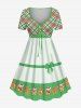 Ensemble assorti grande taille pour couples, motif bonnet de Noël, pois et ruban à pois, imprimé nœud papillon. - Vert 