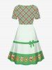 Ensemble assorti grande taille pour couples, motif bonnet de Noël, pois et ruban à pois, imprimé nœud papillon. - Vert 