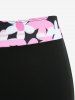 Maillot de bain tankini grande taille à imprimé pétales de fleurs, coupe shorty (bretelles réglables) - Noir L | US 12