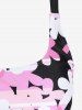 Maillot de bain tankini grande taille à imprimé pétales de fleurs, coupe shorty (bretelles réglables) - Noir L | US 12