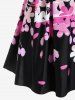 Maillot de bain tankini grande taille à imprimé pétales de fleurs, coupe shorty (bretelles réglables) - Noir L | US 12