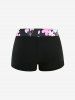 Maillot de bain tankini grande taille à imprimé pétales de fleurs, coupe shorty (bretelles réglables) - Noir L | US 12