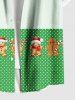 Chemise grande taille pour homme avec bonnet de Noël à pois, ruban et nœud papillon imprimé, boutons et poche. - Vert S