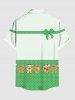 Chemise grande taille pour homme avec bonnet de Noël à pois, ruban et nœud papillon imprimé, boutons et poche. - Vert S