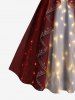 Robe trapèze imprimée 3D à paillettes et lumières de Noël grande taille - Rouge L