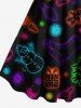 Plus Size Glitter Christmas Tree Light Boots Snowman Print A Line Dress -  