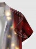 Chemise à poches boutonnées imprimée 3D avec paillettes et lumières de Noël pour hommes, grandes tailles - Rouge S