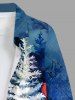 Chemise à manches longues boutonnée grande taille pour homme, imprimée sapin de Noël, bonhomme de neige et forêt - Bleu Ciel XL