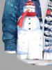 Chemise à manches longues boutonnée grande taille pour homme, imprimée sapin de Noël, bonhomme de neige et forêt - Bleu Ciel XL