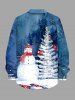 Chemise à manches longues boutonnée grande taille pour homme, imprimée sapin de Noël, bonhomme de neige et forêt - Bleu Ciel XL