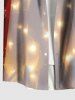 Plus Size Glitter Christmas Light 3D Costume Print Button Pocket Shirt For Men -  