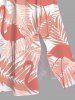 Plus Size Tropical Leaf Flamingo Print Hawaii Split Pocket A Line Midi Dress -  