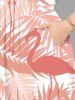 Plus Size Tropical Leaf Flamingo Print Hawaii Split Pocket A Line Midi Dress -  