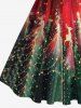 Robe trapèze vintage grande taille imprimée sapin de Noël et élans - Rouge 1X