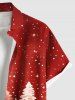 Plus Size Christmas Tree Glitter Stars Print Button Pocket Shirt For Men -  