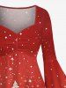 Plus Size Christmas Tree Glitter Stars Print Ruched High Low Asymmetric Dress -  